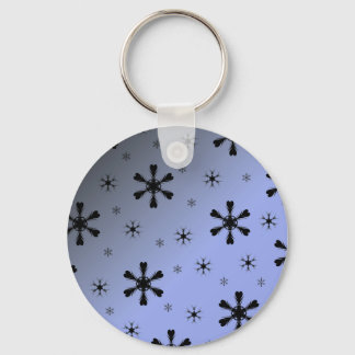 Gray Blue Snowflakes Keychain