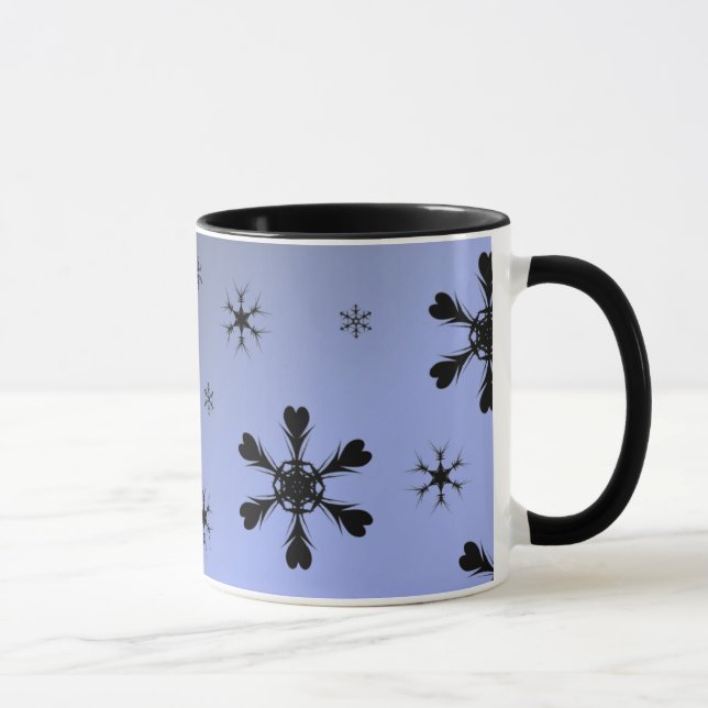 Gray Blue Snowflakes Mug (Right)