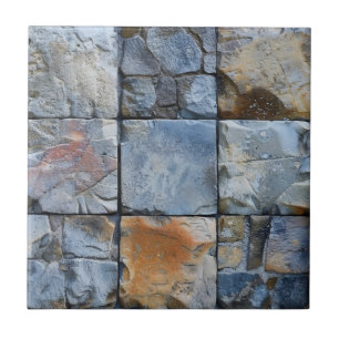 Gray Blue Stone Tile Pattern