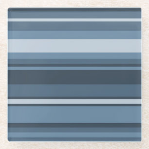 Gray-blue stripes glass coaster