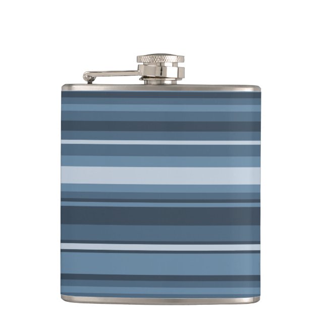 Gray-blue stripes hip flask (Front)