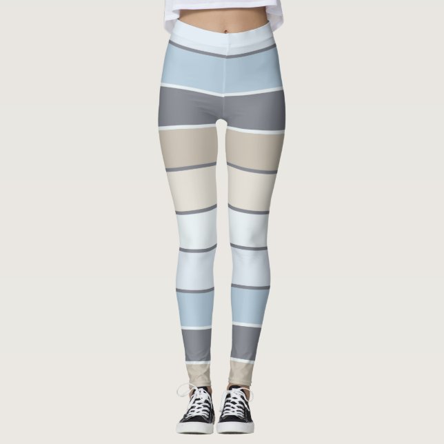 Gray blue stripes leggings (Front)