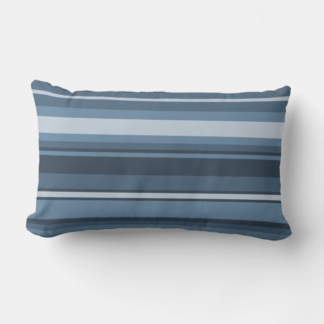 Gray-blue stripes lumbar pillow (Front)