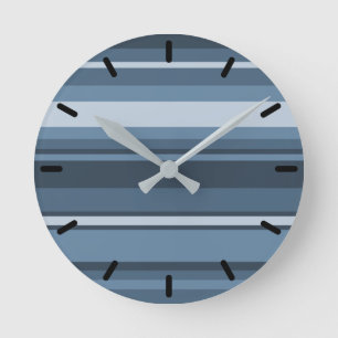 Gray-blue stripes round clock