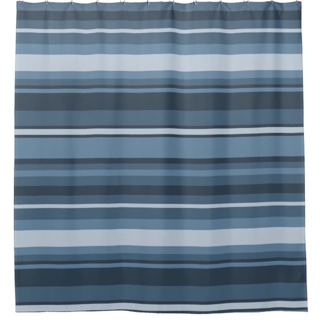 Gray-blue stripes shower curtain (Front)
