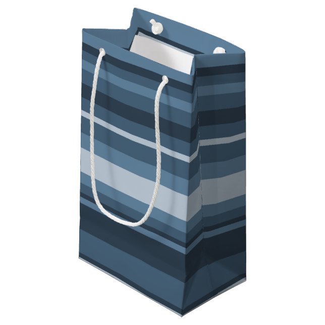 Gray-blue stripes small gift bag (Front Angled)