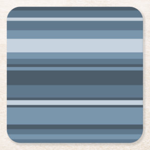 Gray-blue stripes square paper coaster
