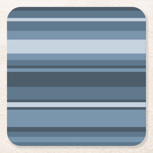 Gray-blue stripes square paper coaster (Front)