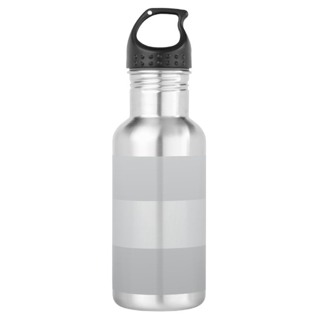 Gray Blue Stripes Stainless Steel Water Bottle (Front)