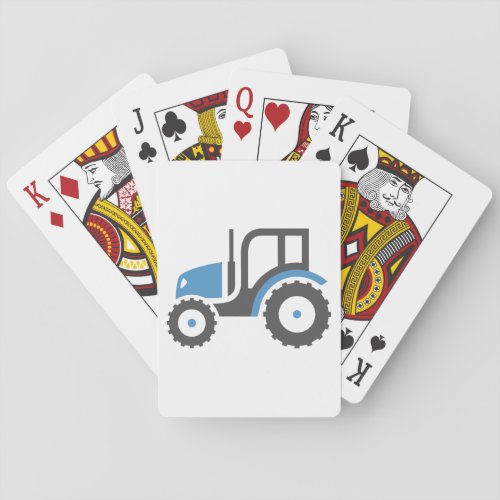 Gray Blue Tractor Poker Cards