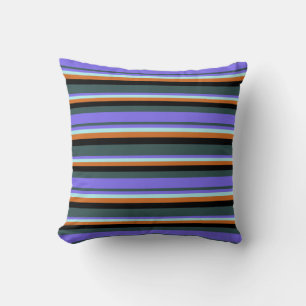 Gray, Blue, Turquoise, Chocolate & Black Pillow