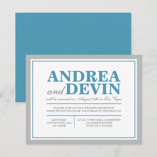 Gray &amp; Blue Wedding Reception ONLY Invitations
