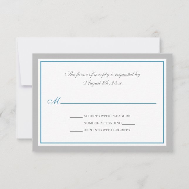 Gray & Blue Wedding Reception RSVP Cards (Front)