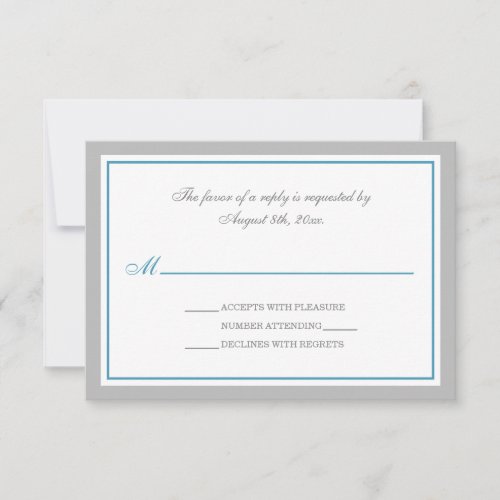 Gray &amp; Blue Wedding Reception RSVP Cards