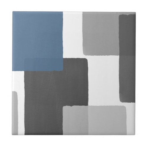 Gray Blue White Geometric Modern Minimalist Ceramic Tile