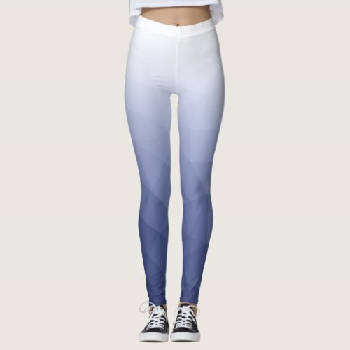 Gray blue White Gradient Geometric Mesh Pattern Leggings