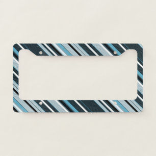 Gray, blue, white stripes.  license plate frame
