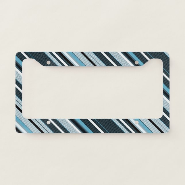 Gray, blue, white stripes.  license plate frame (Front)