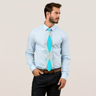 Gray Blue White Winter Christmas Snowflake Star Neck Tie