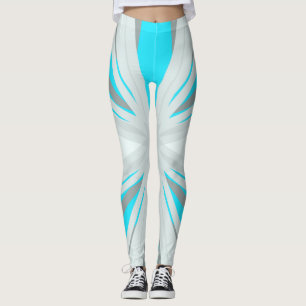 Gray Blue White Winter Christmas Star Gym Yoga Leggings