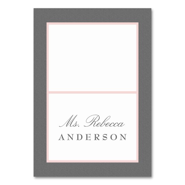 Gray & Blush Pink Elegant Wedding Place Card (Front)