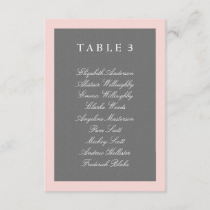 Gray & Blush Pink Table Plan Card