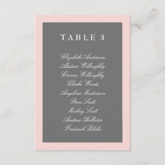 Gray & Blush Pink Table Plan Card
