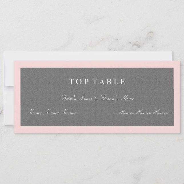 Gray & Blush Pink Top Table Plan Card (Front)