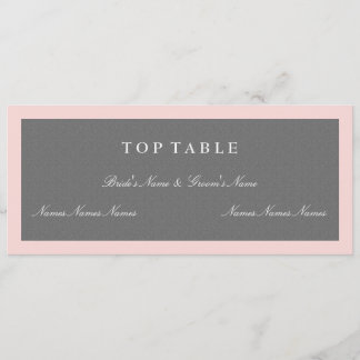 Gray & Blush Pink Top Table Plan Card