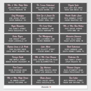 Gray Blush Retro Script 24 Wedding Guest Address Sticker