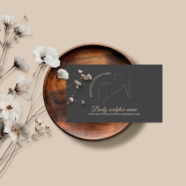 Gray Body Sculpting & Contouring Spa Services Business Card (Creator Uploaded)