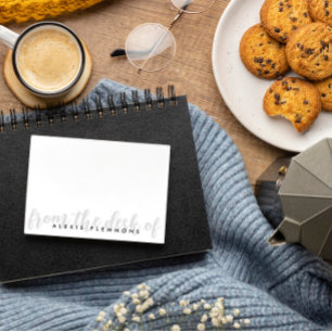 Gray Bold Calligraphy Script From the Desk of Note Card