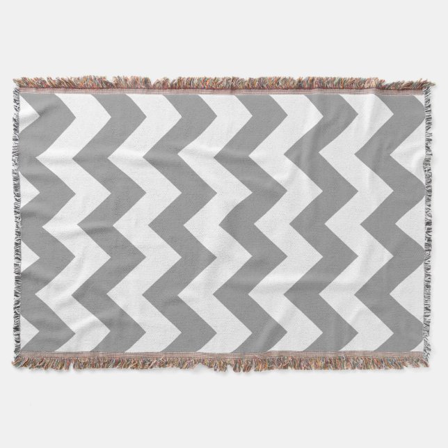 Gray Bold Chevron Throw Blanket (Front)