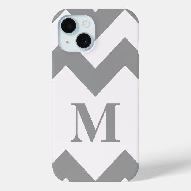 Gray Bold Chevron with monogram Case-Mate iPhone Case (Back)