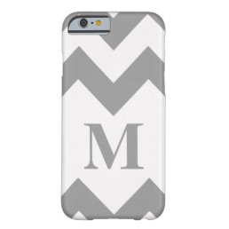 Gray Bold Chevron with monogram Barely There iPhone 6 Case