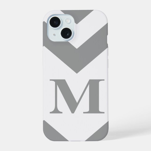 Gray Bold Chevron with monogram Iphone Case (Back)