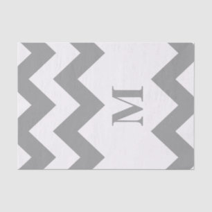Gray Bold Chevron with monogram Tissue Paper