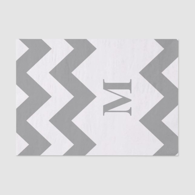 Gray Bold Chevron with monogram Tissue Paper (Front)