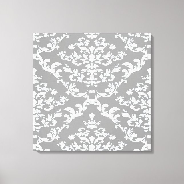 Gray Bold Damask @ Emporiomoffa Canvas Print (Front)