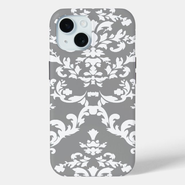 Gray Bold Damask @ Emporiomoffa Case-Mate iPhone Case (Back)
