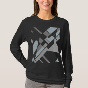 Gray Bold Geometric Diagonal Abstract Art MCM Look T-Shirt