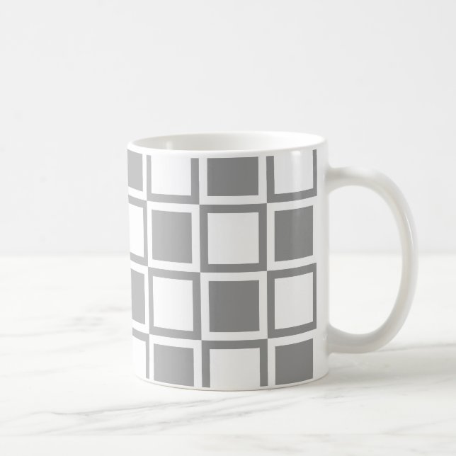 Gray Bold Mod Squares Coffee Mug (Right)