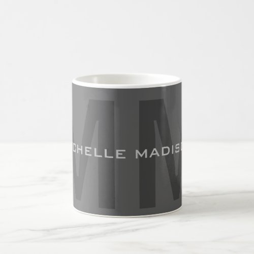Gray Bold Monogram Modern Minimalist Name Initials Coffee Mug
