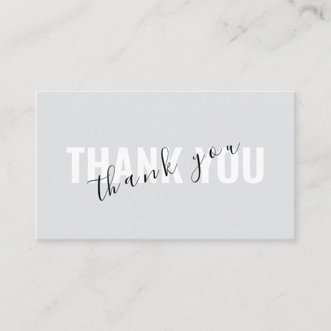 Gray Bold Script Thank You Card Discount Business (Front)