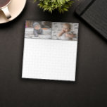 Gray Border 2 Photos Grid Pattern Notepad<br><div class="desc">Grid patterned notepad personalized with two photos framed by a gray border. Personalized notepad with two photo templates,  and a discreet graph paper.</div>