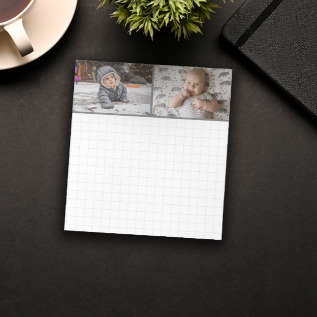 Gray Border 2 Photos Grid Pattern Notepad (Creator Uploaded)
