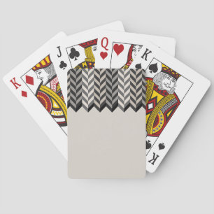 Gray Bordered Herringbone Stripes Pattern Poker Cards