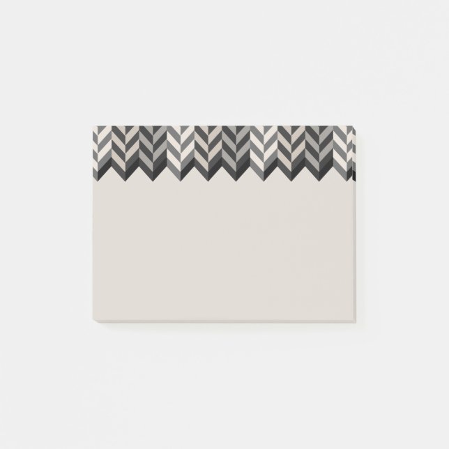 Gray Bordered Herringbone Stripes Pattern Post-it Notes (Front)