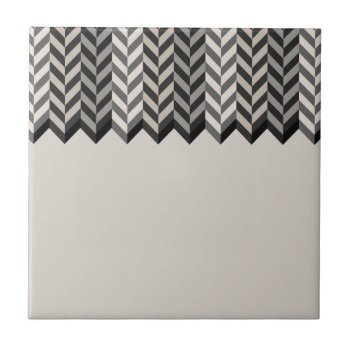 Gray Bordered Herringbone Stripes Pattern Tile by CozyMode at Zazzle