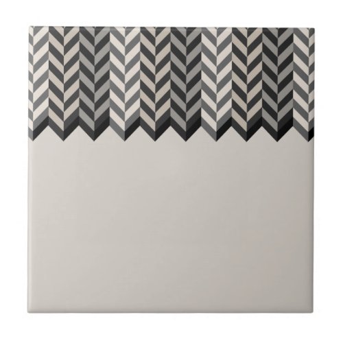 Gray Bordered Herringbone Stripes Pattern Tile